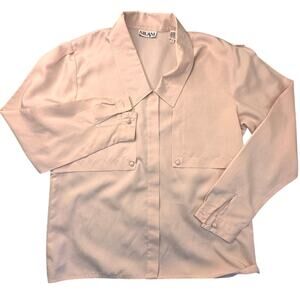 Nilani Button Front Blouse Long Sleeve Blush Vintage